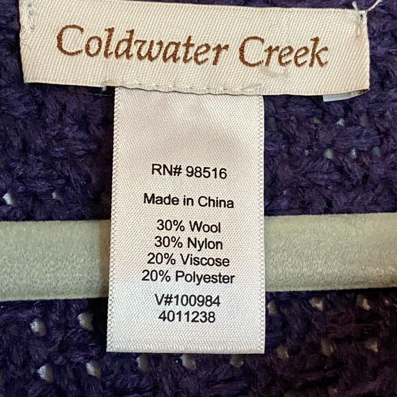 Coldwater Creek Womens Poncho Sweater Purple Fringe Wool Blend One Size - Picture 10 of 11